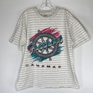 Vintage Miller Freeport Bahamas Striped Nautical Short Sleeve Tshirt Size XL 90s